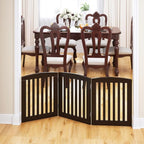 PAWLAND Wooden Freestanding Foldable Pet Gate for Dogs, 24 inch 3 Panels Step Over Fence, Dog Gate for The House, Doorway, Stairs, Extra Wide (Espresso, 24" Height-3 Panels)