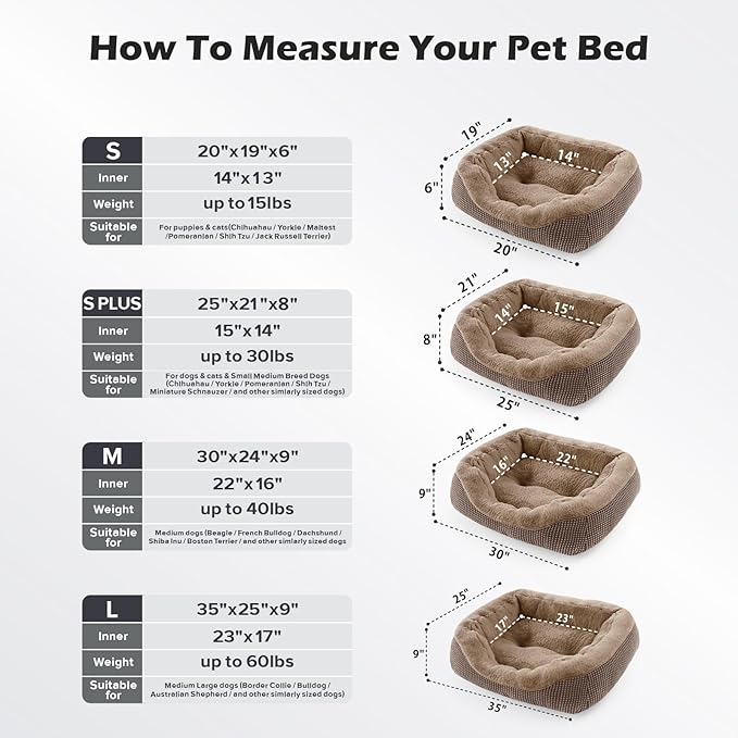 INVENHO Dog Bed Medium Size, Orthopedic Warming Soft Calming Sleeping Durable with Anti-Slip Bottom