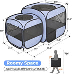 2-in-1 Portable Cat Playpen(End Doors), Pop up Kitten Playpen, Assembly-Free, Pet Tent Crates Kennel Cage Enclosure for Dog Puppy Indoor Outdoor(No Divider, Unified Space)