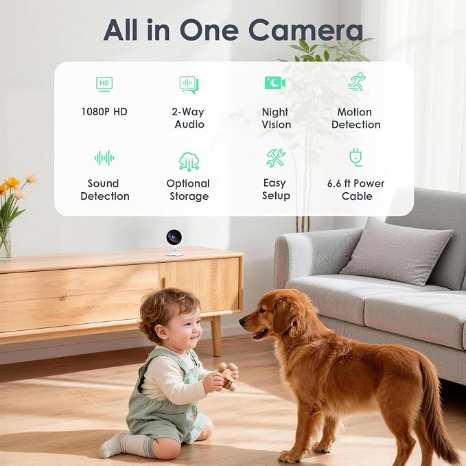 YOTON Indoor Security Camera for Baby Monitor, Home & Pets, 2.4GHz WiFi with Motion Detection, Night Vision, 2-Way Audio, Works with Alexa & Google Home, Local Storage or Optional Cloud, WS01(4-Pack)