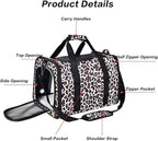 Petmolico Cat Carrier Soft-Sided Airline Approved, Medium, Medium, Leopard | For small/medium cats & puppies up to 16 lbs, 3 open doors, travel-friendly pet bag