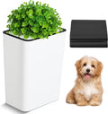Jingmore Dog Poop Trash Can Outside 3.96 Gal/15 L Plant Styled Dog Waste Trash Can with Lid 50 Waste Bags Outdoor Indoor Poop Container Slim Garbage Bin for Yard Garden Pet (White)