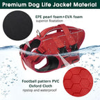 Kuoser Dog Life Jacket, High Flotation Reflective Dog Life Vest, Red, XS | Adjustable Dog Lifejackets for Small Medium Large Dogs, Lifevest with Rescue Handle for Swimming, Boating, Lake, Beach & Pool