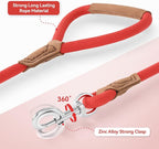 Mile High Life Dog Leash with Genuine Leather Handle, 6 FT/5 FT/4 FT | Leather Grip Rope Leash, Heavy Duty 360° Swivel Metal Clasp, for Small Medium & Large Dogs
