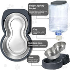 Automatic Cat Feeder and Water Dispenser with Stainless Steel Bowl Dog Gravity Food Feeder and Waterer for Small Medium Pets Puppy Kitten 1 Gallon x 2