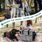 PetAmi Dog Travel Bag Organizer, Pet Travel Kit with 2 Food Containers & 2 Collapsible Dog Bowls, Pet Supplies Tote with Luggage Sleeve, Weekend Road Trip Camping Essentials, Stripe Black, Medium