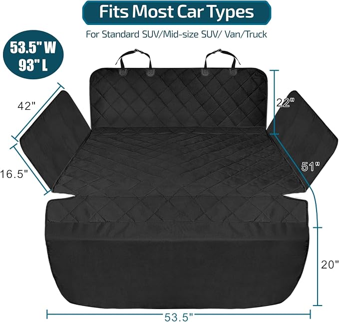 F-color SUV Cargo Liner for Dogs - Trunk Cover with Bumper Flap Protector | Waterproof Pet Cargo Cover with Side Flaps, Non-Slip Trunk Mat, Rear Dog Car Seat Cover Prevents Scratches Pet Hair Mud Dirt