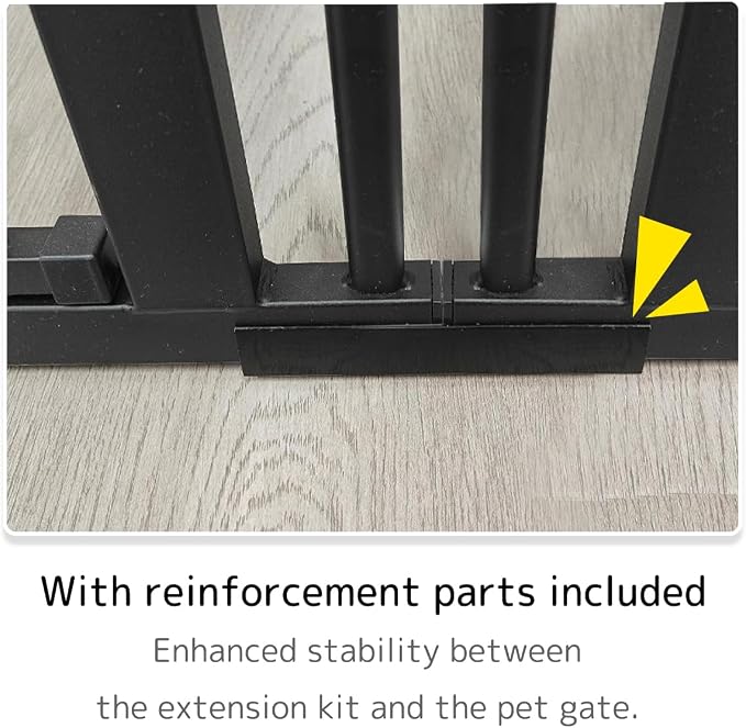 Lumizone Extra Tall Cat Gate Extension Kit 55.12" High 16.73" Wide Black | Tall Pet Gate Dog Gate for Doorway Hallway Stairs Pressure Mounted Extra Wide 1.37" Gap No Drilling