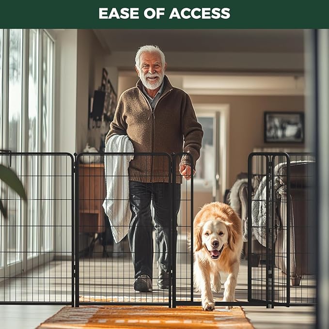 FXW Dog Gate, Extra Wide Adjustable for Openings Up to 55", 45" H | Flexible Space Control, Easy Walk-Through Access, 1 Panel + 1 Gate, For Large Dogs, Garage Use