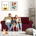 MAXIJIN Couch Covers for 3 Cushion Couch Sofa (71"-91"), 1-Piece Stretch Sofa Cover Slipcover Furniture Protector with Elastic Bottom for Kids,Dogs (Large, Diamond Pattern Wine Red)