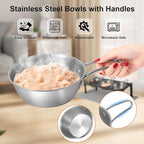 Elevated Cat Bowls with Food Mat, 10°Tilted Non-Slip Raised Cat Food Water Bowls Set, 3 Thick Stainless Steel Pets Dishes with Handles to Indoor Kitten Puppy, Anti-Vomiting Cute Metal Feeding Stand