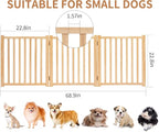 YOCAN Non-Painted Wooden Freestanding Dog Gates for The House,Doorways, Stairs,Wood Dog Fences Indoor Pet Gate,Step Over Fence-3 Panels L:69" H:23"