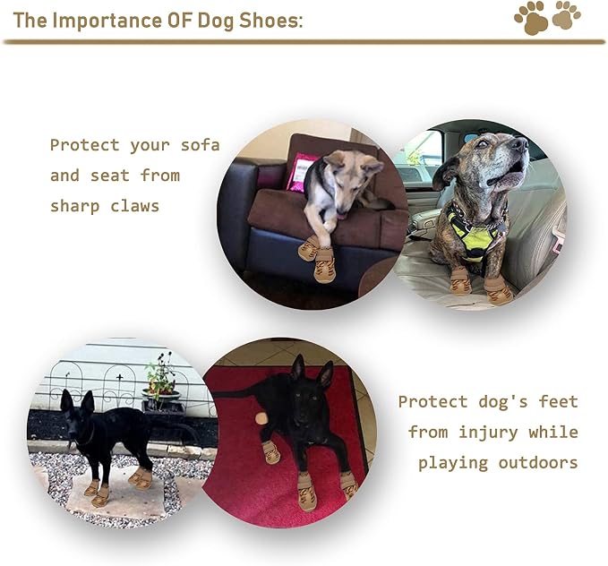 XSY&G Dog Boots,Waterproof Dog Shoes,Dog Booties with Reflective Strips Rugged Anti-Slip Sole and Skid-Proof,Outdoor Dog Shoes for Medium Large Dogs 4Pcs Leopard-Size 7