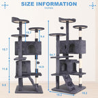 FDW | 54" Cat Tree Tower | Ashy | Multi-Level Indoor Activity Center | with Sisal Scratching Posts, Condos, Plush Perches, Hanging Cat Toys | Sturdy, Easy to Assemble | for Kittens & Adult Cats