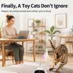 3-in-1 Auto Laser Cat Toy, USB Recharge Motion Activated Kitten Feather Chase Toy - Off-White