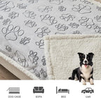 Dog & Cat Blankets - Waterproof Washable - Sherpa, Plus Plush Reversible, 25"X30", Grey Paw Print