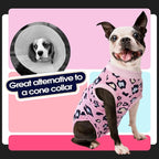 FUAMEY Dog Recovery Suit, Soft Surgical Suit for Dogs Onesie for Surgery | Cone Alternative after Surgery, Abdominal Wound Protector, Anti Lick Suit, Dog Onesie for Surgery Female Male Pink Leopard XS