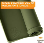 Neater Pet Brands Neater Mat Pet Mats for Food and Water, Cat & Dog Bowl Mat Waterproof Silicone, Feeding Tray, Dog Food Mats for Floors, Placemat w/Raised Edge for Under Bowls, 24" x 16", Olive