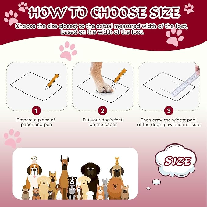 Dog Shoes for Large Dogs, 360°Anti Slip Medium Dog Boots & Paw Protectors Winter Snowy, Waterproof 4Pcs Dog Booties with Reflective Strips (Size 6: 2.56''x3.07''(W*L), Red)