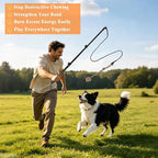 Flirt Pole for Dogs, Heavy Duty Dog Teaser Wand with 3 Replacement Rope | Interactive Tug of War Chase Toy for Small Medium Large Dogs Portable Outdoor Exercise Training Play Equipment