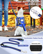 Small Service Dog Vest Harness and Leash Set+10 Patches Blue XS | Adjustable,Reflective,Do Not Pet Emotional Support Dog Vest with 2 Soft Padded Handle,MOLLE,for Everyday Training Hiking