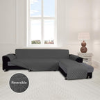 Easy-Going Reversible L-Shape Sectional Couch Cover, X-Large, Dark Gray | Soft Sofa Slipcover For Dogs, Fits Left/Right Chaise Lounge Protector, Water Resistant Mat For Living Room