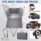 Btefd XL Hard Bottom Dog Seat Cover for Dogs for Full-Size Crew Cab Trucks | Back Seat Pet Hammock for F150, RAM1500, Sierra, Tundra, Silverado, Titan, Holds 420lbs, 45% Extender Space, Waterproof