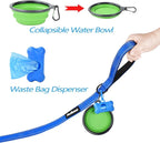PetBonus Double Dog Leash, No Tangle Dual Leash, Reflective Walking Training Lead, 4 Comfortable Padded Handles for 2 Dogs with Collapsible Bowl and Waste Bags (Blue, Large) | 4 Comfortable Padded Handles, Adjustable, Reflective, For Two Large Medium D...
