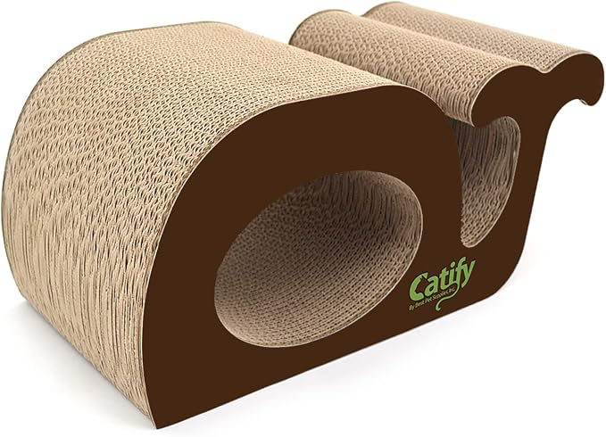 Best Pet Supplies Catify Corrugated Cardboard Cat Scratcher - Whale | Corrugated Cardboard, Durable, Non-Slip, Indoor Furniture Protector, For Kittens and Cats, Promotes Healthy Active Play