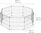 IRIS USA 8-Panel Exercise Pen, Heavy Duty, Black | Indoor Or Outdoor, Rust Resistant Metal, Coated Steel Bars, Durable Wire Design, Folds Flat