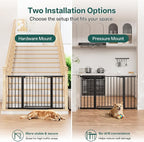 InnoTruth 29.6-50.1 in Extra Wide Baby Gate for Stairs and Doorways, Black | Indoor Metal Dog Gate for Pets, Auto Close 2 Way Swing Walk Through Door, Double Lock & Y-Bolts, Pressure or Hardware Mount