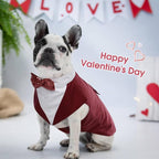 Kuoser Dog Tuxedo, Dog Suit and Bandana Set, Dogs Costume with D-Ring | Formal Dog Outfit with Detachable Bowtie Collar for Valentine's Day, Wedding, Birthday, Party, Christmas, Wine Red L