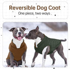 Lelepet Reversible Dog Coat Windproof Dog Jacket Lightweight Puffer Vest | Winter Jacket Warm Cold Weather Coat for Large Dogs Adjustbale Hook & Loop Pet Apparel with Leash Hole, Pitbull, Brown, XL