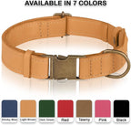 AirTag Dog Collar - Genuine Leather Dog Collar with Apple AirTag Holder and Metal Buckle - Smart GPS Tracking Pet Collars (Light Brown, S, 12"-15" Neck Fit)