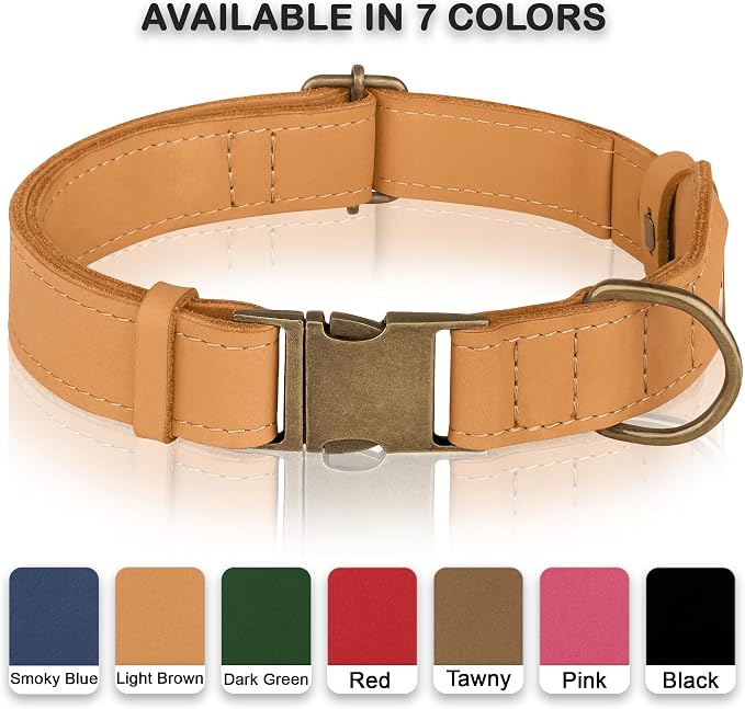 AirTag Dog Collar - Genuine Leather Dog Collar with Apple AirTag Holder and Metal Buckle - Smart GPS Tracking Pet Collars (Light Brown, S, 12"-15" Neck Fit)