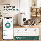 Smart Automatic Cat Feeder with App Control, 4L Timed Dry Food Dispenser, Up to 10 Meals per Day, 10-Second Voice Recorder, Dual Power Supply, for Cats & Small Dogs