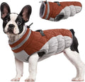 FUAMEY Dog Coat for Medium Dogs, Fleece Dog Winter Jacket with Harness | Puppy Cold Weather Coats Reflective Pet Puffer Vest with Zipper Water-Resistant Warm Dogs Snowsuit Windproof Brown M