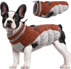 FUAMEY Dog Coat for Small Dogs, Fleece Dog Winter Jacket with Harness | Puppy Cold Weather Coats Reflective Pet Puffer Vest with Zipper Water-Resistant Warm Dogs Snowsuit Windproof Brown XS