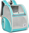 Cat Backpack Carrier for Small Dogs and Medium cat Puppy Kitten Bunny Pet Carrier Backpack Collapsible with Fully Ventilated Mesh with Safety Leash (LightGreen, 12.9" L x 10.62" W x 15.5" H - M)