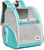 Cat Backpack Carrier for Small Dogs and Medium cat Puppy Kitten Bunny Pet Carrier Backpack Collapsible with Fully Ventilated Mesh with Safety Leash (LightGreen, 12.9" L x 10.62" W x 15.5" H - M)