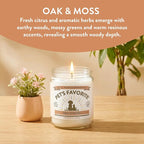 Pet's Favorite Pet Odor Candle, Clean Burning, Long Lasting Oak Scented Candle with a Natural Fiber Wick and 70 Hour Burn Time, Oak and Moss - Pack of 2