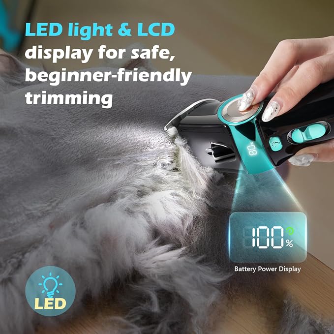 Cat Clippers for Grooming with 5-in-1 Blade Cat Grooming Kit | Cordless Rechargeable Hair Trimmer Detachable Stainless Steel Blade Pet Shaver for Small Kitty Paw Face Head Body