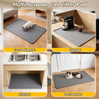 Large Silicone Cat Litter Box Mat 34" x 22", Waterproof & Urineproof | Litter Trapping Mat, Soft on Kitty Paws & Easy to Clean for Floor, Non-Slip Litter Pad for Indoor Cats