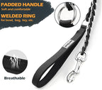S-ETOVUS-Chain Dog Leash, Bite-Proof Metal Leash, with Padded Handle，Black | Three Sizes 7.25FT/5.2FT/4FT, Woven From Nylon Rope And Chain, Durable And Bite-Resistant, Comfortable With Padded Handles