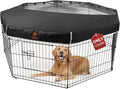 PJYuCien Playpen Top Cover for 24'' Width 8 Panel Pen, Black | More Peace of Mind, More Safe, and Reduce Mess, Suitable for Puppy, Duck, and Other Small Animals,Adhesive Tape Connect