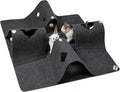 Cat Tunnel Play Mat for Indoor Cats, Felt Interactive Pet Toy with Hidden Ball, Enrichment Activity Rug, Collapsible Cave for Kittens & Small Pets (Dark Gray)
