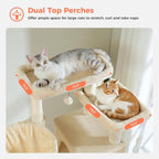 69" Tall Cat Tree for Indoor Cats Large Adult, Multi-Level Cat Tower | Multi-Level Cat Tree with Scratching Posts, Soft Padded Perch, 2 Dangling Toys