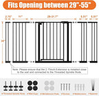 keny 29"-55" Extra Wide Baby Gate, Pressure Mounted No Drilling Dog Gate | for Stairs Doorways, Easy Walk Through Safety Gate for Babies or Pets, 30" Tall, Black