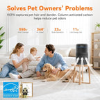 AIRROMI HEPA Air Purifier for Bedroom&Home,Pet Air Purifier for Home Pets,Removes Pet Odor,Cat Litter Smell,Dust,Smoke&Allergies,Quiet Room Air Purifier with Scents,360°Air Cleaner,A2005 Black