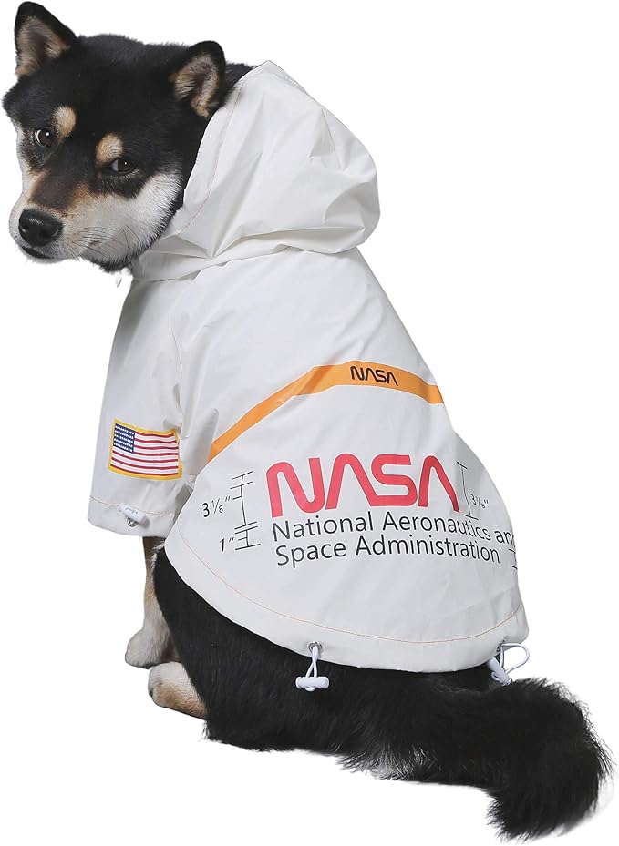 ChoChoCho NASA Raincoats, Reflective Rain Jacket Water Proof, Dog Costume, Cat & Puppy Stylish Streetwear Outfit (White, 2XL)